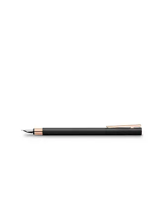 FABER-CASTELL | Neo Slim Pluma Estilográfica de Metal, Grosor de Trazo M, negro con oro rosa | 